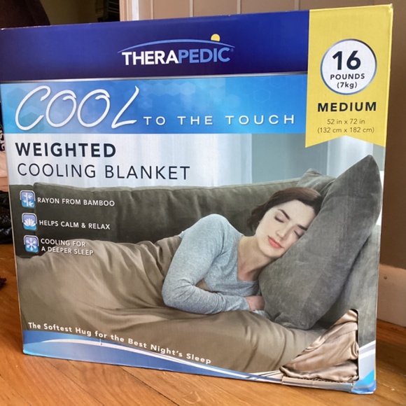 Therapedic Tan Weighted Cooling 16 lb. Blanket, Brand New in Box - Picture 5 of 5